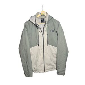 The North Face Mens S P Hooded Jacket Green Grey Lightweight Puffer